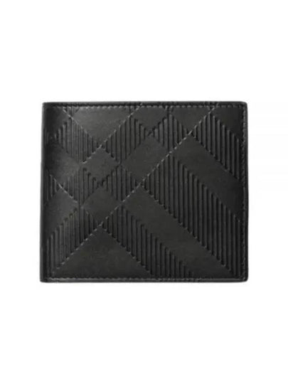 Embossed Check Half Wallet Black - BURBERRY - BALAAN 2