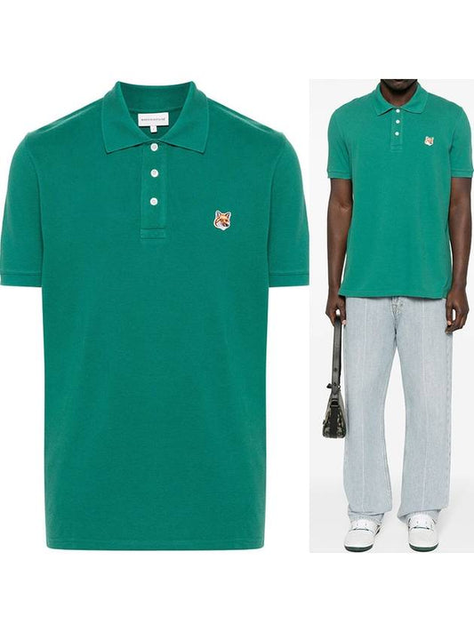 Fox Head Patch Cotton Polo Shirt Green - MAISON KITSUNE - BALAAN 2