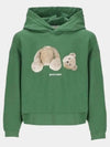 Kids Kill the Bear Hooded Sweatshirt Green Brown PBBB001F21FLE001 5560 - PALM ANGELS - BALAAN 1