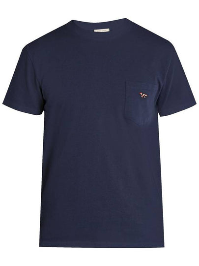 Fox Applique Patch Pocket Cotton Short Sleeve T-Shirt Navy - MAISON KITSUNE - BALAAN 2