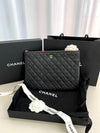 Medium Classic Clutch Bag Caviar Leather & Silver Black - CHANEL - BALAAN 7