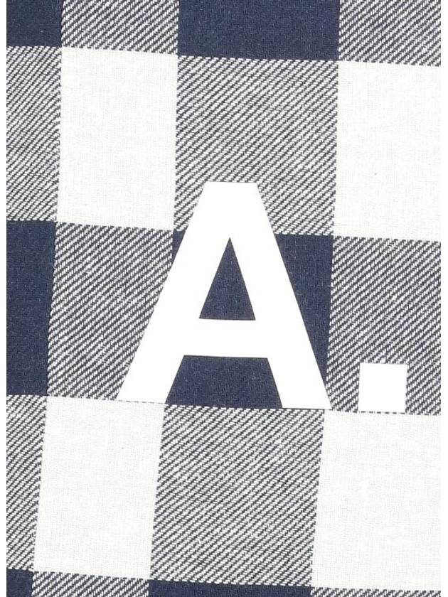 Lou Logo Check Vertical Tote Bag White Navy - A.P.C. - BALAAN 6