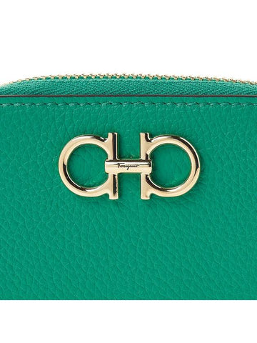 Women's Gancini Logo Zipper Card Wallet Green - SALVATORE FERRAGAMO - BALAAN 7