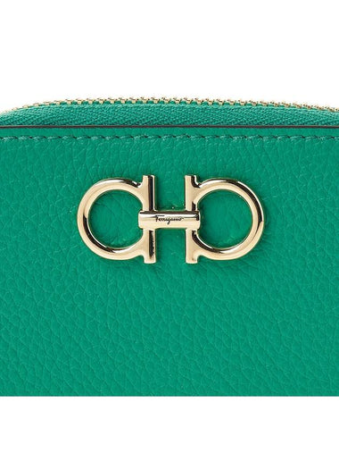 Women's Gancini Logo Zipper Card Wallet Green - SALVATORE FERRAGAMO - BALAAN 7