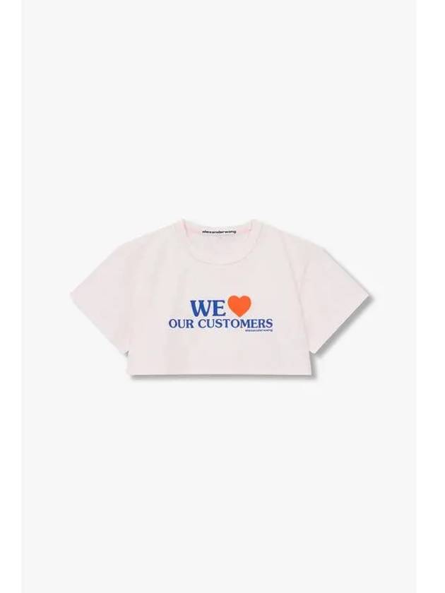 Lettering cotton crop t shirt light pink - ALEXANDER WANG - BALAAN 1