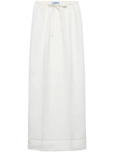 Embroidered Linen Maxi H Line Skirt Ivory - PRADA - BALAAN 1