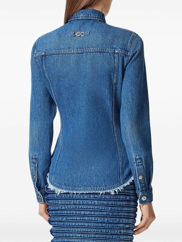 Versace Denim Shirt With Frayed Edges - VERSACE - BALAAN 2