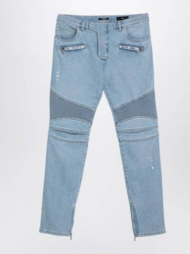 Light Blue Denim Biker Jeans DH1MG009DE59 6FC - BALMAIN - BALAAN 1