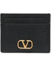 V Logo Signature Card Wallet Black - VALENTINO - BALAAN 1