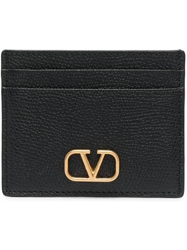 V Logo Signature Card Wallet Black - VALENTINO - BALAAN 1