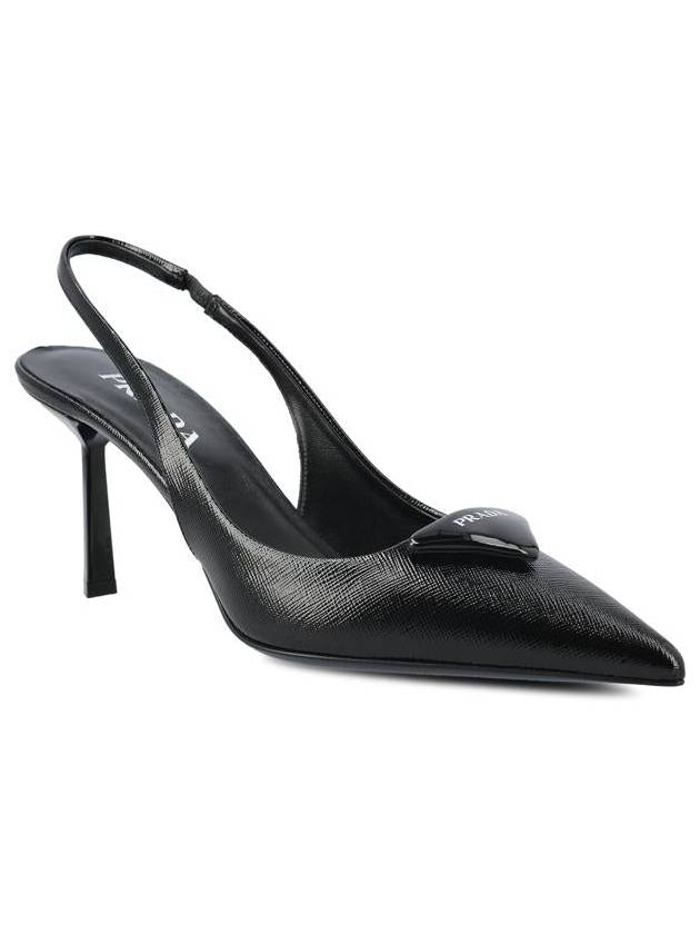 Saffiano Patent Leather Slingback Heel Black - PRADA - BALAAN 4