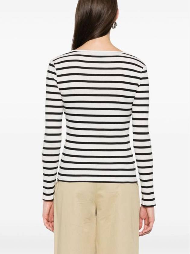 Logo Striped Long Sleeve T-Shirt Black White - A.P.C. - BALAAN 4