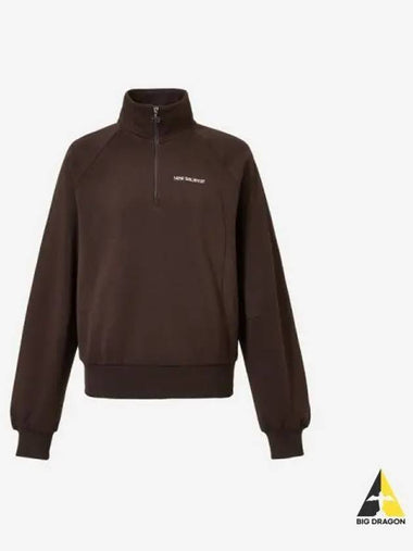 Women s Signature FT Half Zip Up Sweatshirt 22 Dark Brown - NEW BALANCE - BALAAN 1