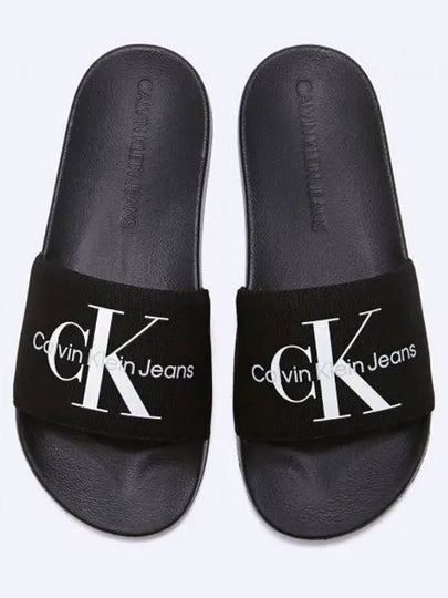 Jeans Monogram Bath Slippers Black - CALVIN KLEIN - BALAAN 2