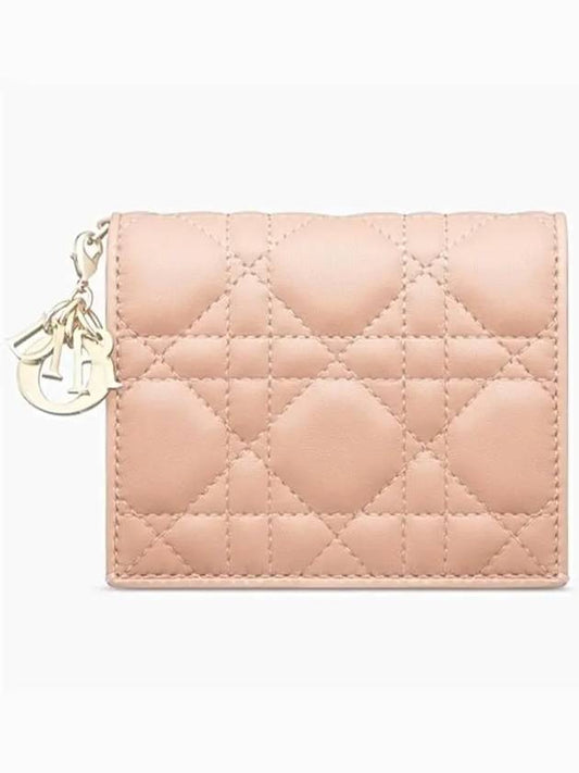 Lady Cannage Small Lambskin Half Wallet Rose Des Vents - DIOR - BALAAN 2