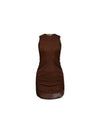 Sleeveless Tulle Short Dress Brown - SAINT LAURENT - BALAAN 2