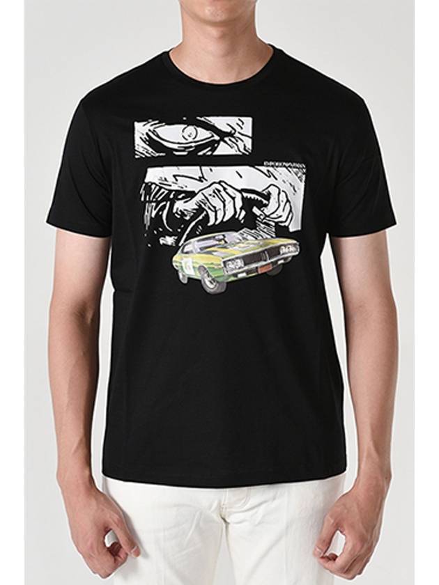 Racing Print Short Sleeve T-Shirt Black - EMPORIO ARMANI - BALAAN 3