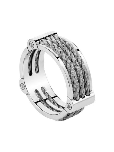 Force Ten Winch Ring White Gold Steel Large 4B1003 - FRED - BALAAN 1