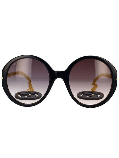 Women's Eyewear Round Logo Sunglasses Black Gold - GUCCI - BALAAN 2