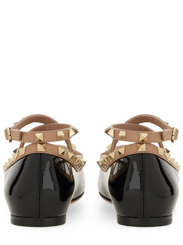 Rockstud Patent Leather Ballerina Black - VALENTINO - BALAAN 5