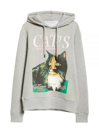 Cat Print Organic Cotton Hoodie Grey - JW ANDERSON - BALAAN 2