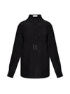 Basic Slim Fit Silk Shirt Black - SAINT LAURENT - BALAAN 2