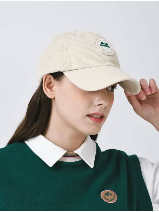 Signature Wappen Corduroy Ball Cap IVORY - MONBIRDIE GOLF - BALAAN 7