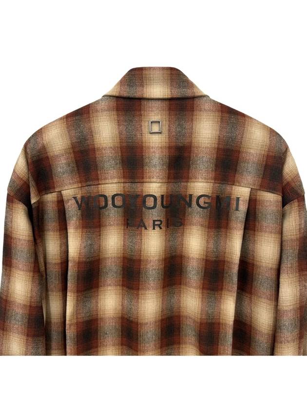 Flannel Back Logo Check Long Sleeve Shirt Brown - WOOYOUNGMI - BALAAN 7