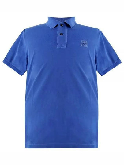 Men's Logo Patch Cotton Short Sleeve Polo Shirt Blue - STONE ISLAND - BALAAN 2