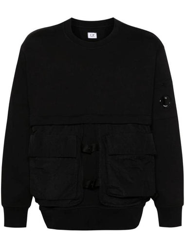 Diagonal Raised Fleece Mixed Detachable Sweatshirt Black - CP COMPANY - BALAAN 1