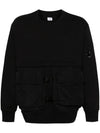 Diagonal Raised Fleece Mixed Detachable Sweatshirt Black - CP COMPANY - BALAAN 1