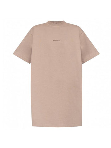 Logo Cotton T-Shirt Short Dress Titanium Grey - ACNE STUDIOS - BALAAN 1