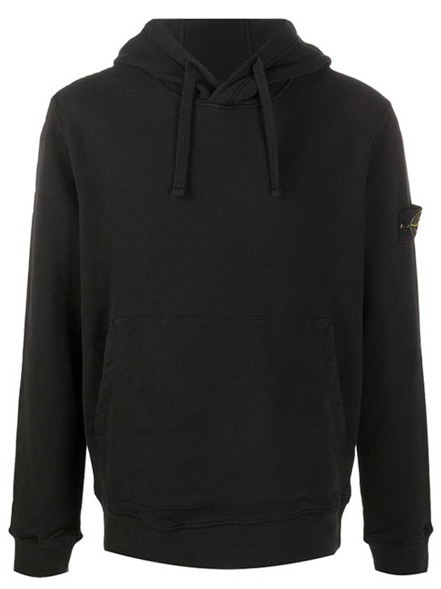 Wappen Patch Cotton Fleece Hoodie Black - STONE ISLAND - BALAAN 3