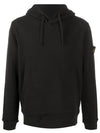 Wappen Patch Cotton Fleece Hoodie Black - STONE ISLAND - BALAAN 3