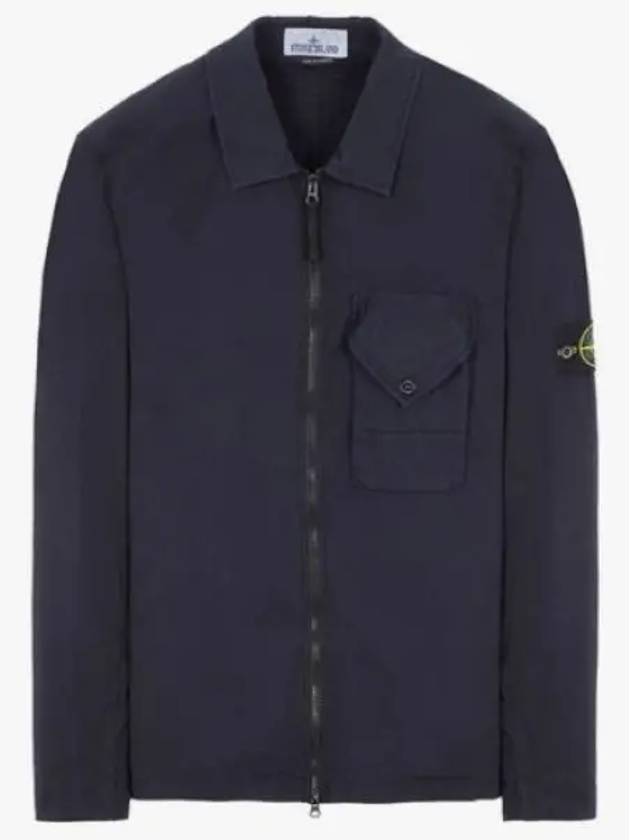 Stretch Cotton Gabardine Overshirt Jacket Navy - STONE ISLAND - BALAAN 2