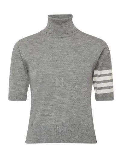 Fine Merino 4 Bar Relaxed Short Sleeve Turtleneck Grey - THOM BROWNE - BALAAN 2