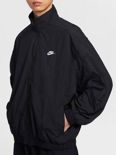 Club Oversized Woven Track Jacket Black - NIKE - BALAAN 2