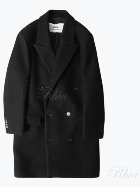 Wool Double Coat Black - AMI - BALAAN 2