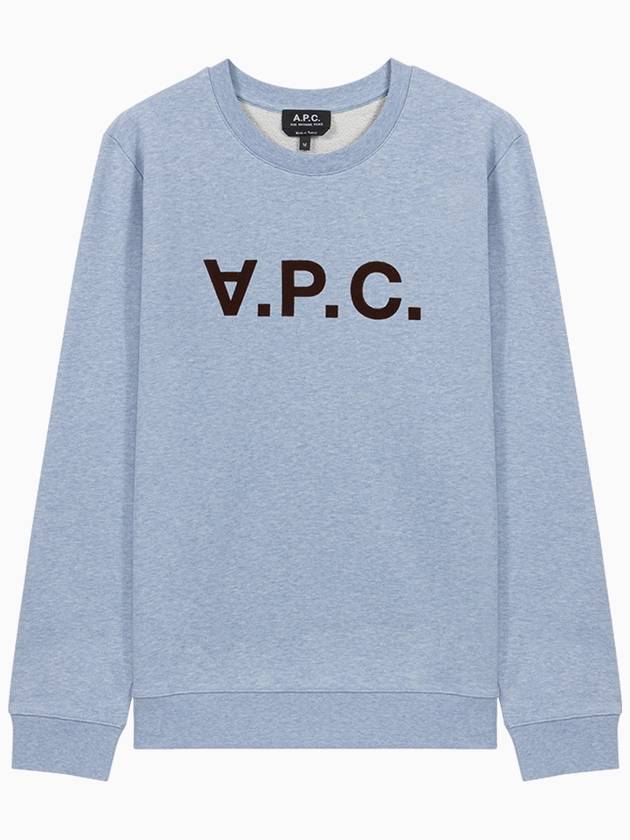 Logo Crewneck Cotton Sweatshirt Light Blue - A.P.C. - BALAAN 1