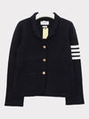 Women's Double Face Fine Merino Wool 4 Bar Stripe Sports Single Coat Navy - THOM BROWNE - BALAAN 2