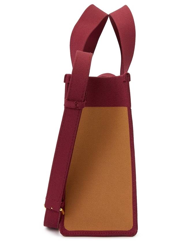 Color Block Knit Jacquard Tote Bag Brown - MARNI - BALAAN 4