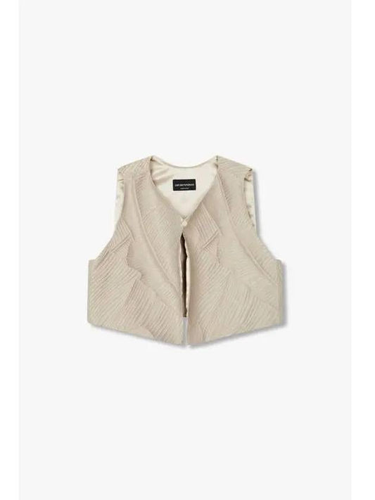 Women s Textured Crop Vest Beige - EMPORIO ARMANI - BALAAN 1