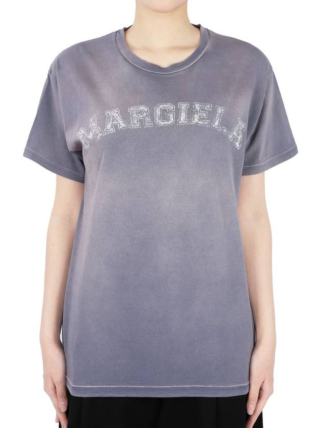 Logo Cotton Jersey Short Sleeve T-Shirt Lilac - MAISON MARGIELA - BALAAN 2