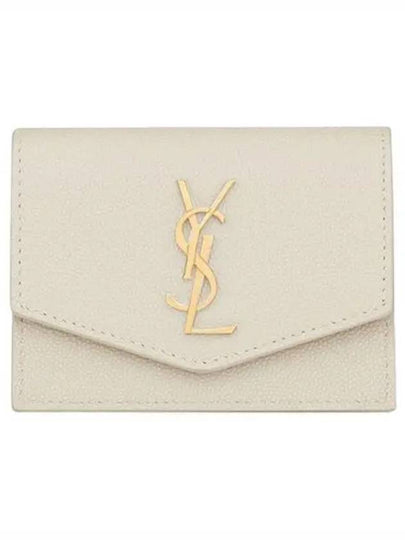 Monogram Uptown Leather Card Wallet Ivory - SAINT LAURENT - BALAAN 2