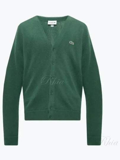 Relaxed Fit Button Wool Cardigan Green - LACOSTE - BALAAN 2