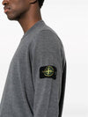 Regular Fit Crew Neck Wool Knit Top Grey - STONE ISLAND - BALAAN 6