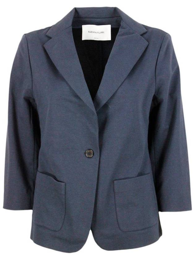 Women's Single Breasted Blazer Jacket Ink Blue - FABIANA FILIPPI - BALAAN 2