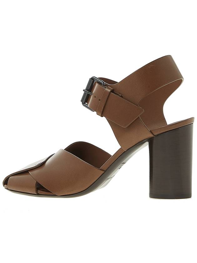 Strap Leather Sandals Heel Hazelnut Brown - LEMAIRE - BALAAN.