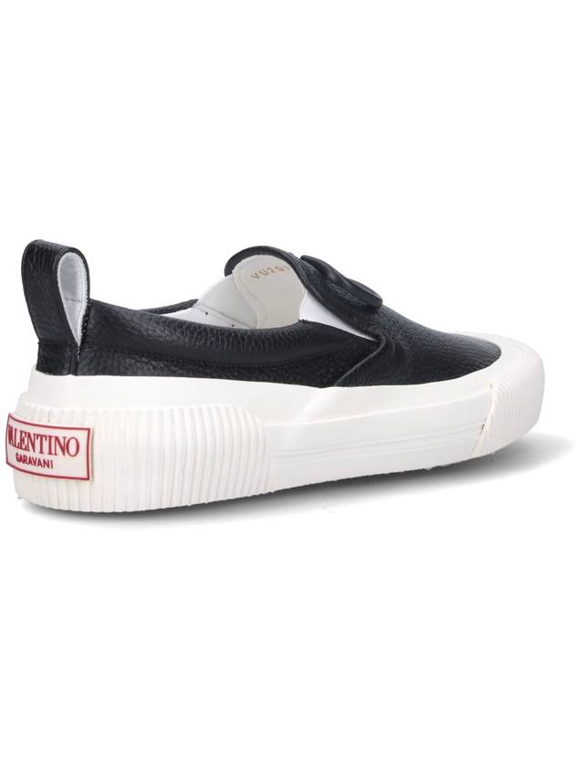 V Logo Leather Slip-On Black - VALENTINO - BALAAN 5