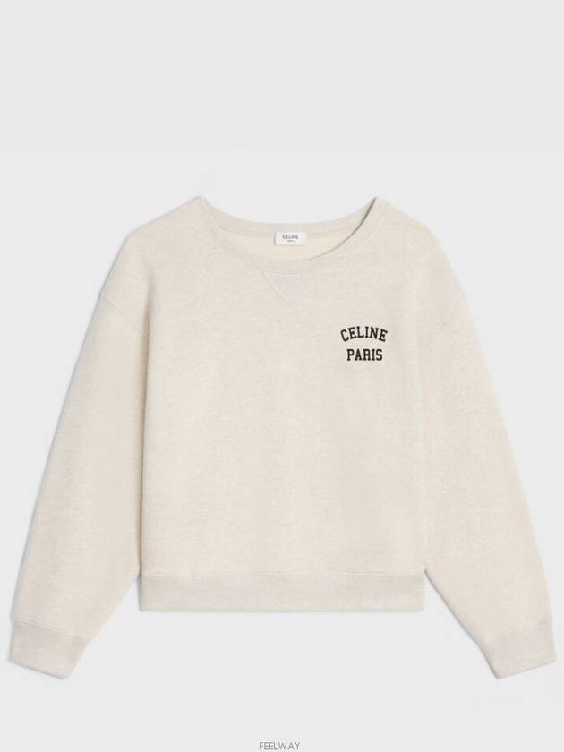 Logo Print Cotton Fleece Loose Sweatshirt Cream - CELINE - BALAAN 2